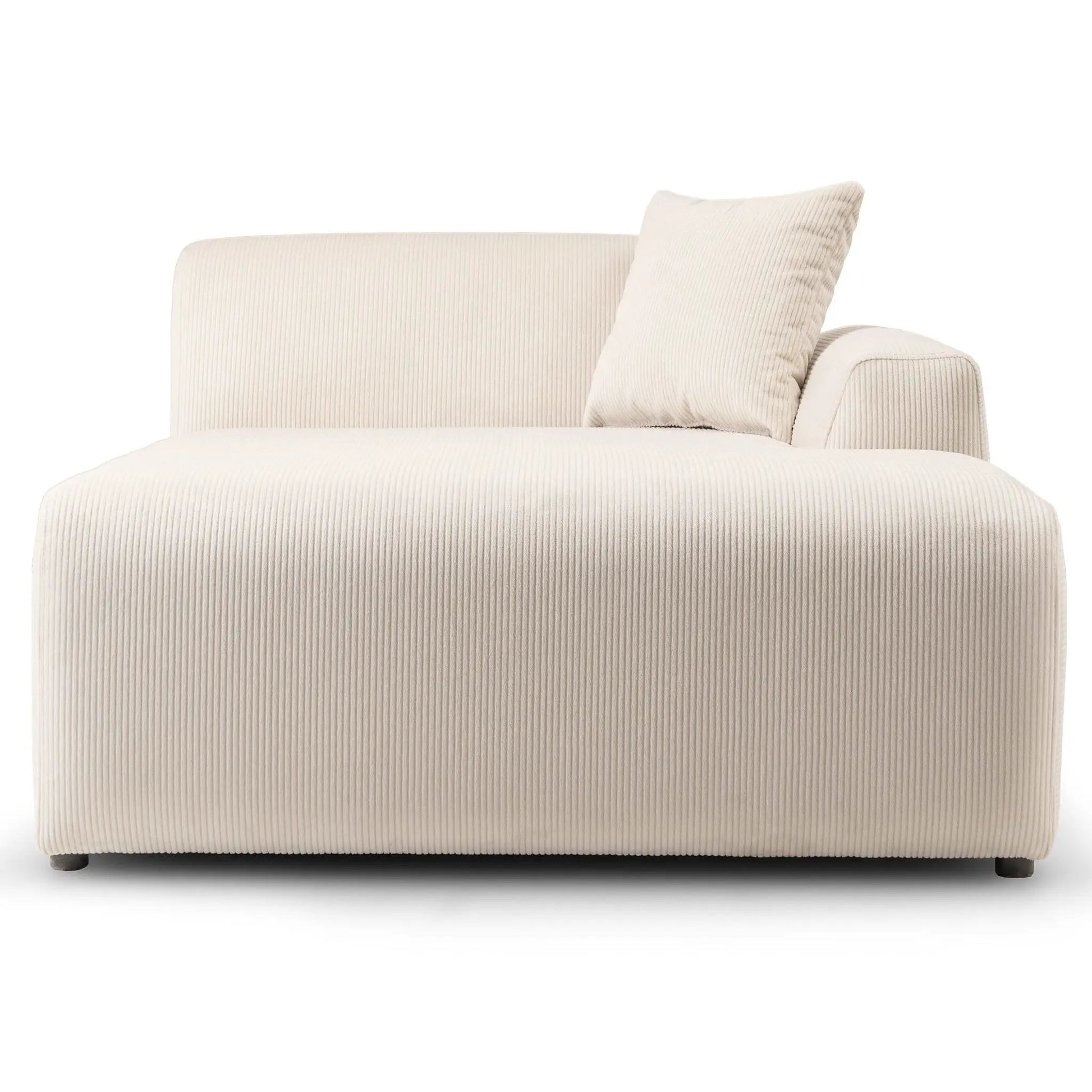 Mar - High-Quality beige corduroy stationary sectional sofa with plush cushions on Tampa Home & Garden Store
