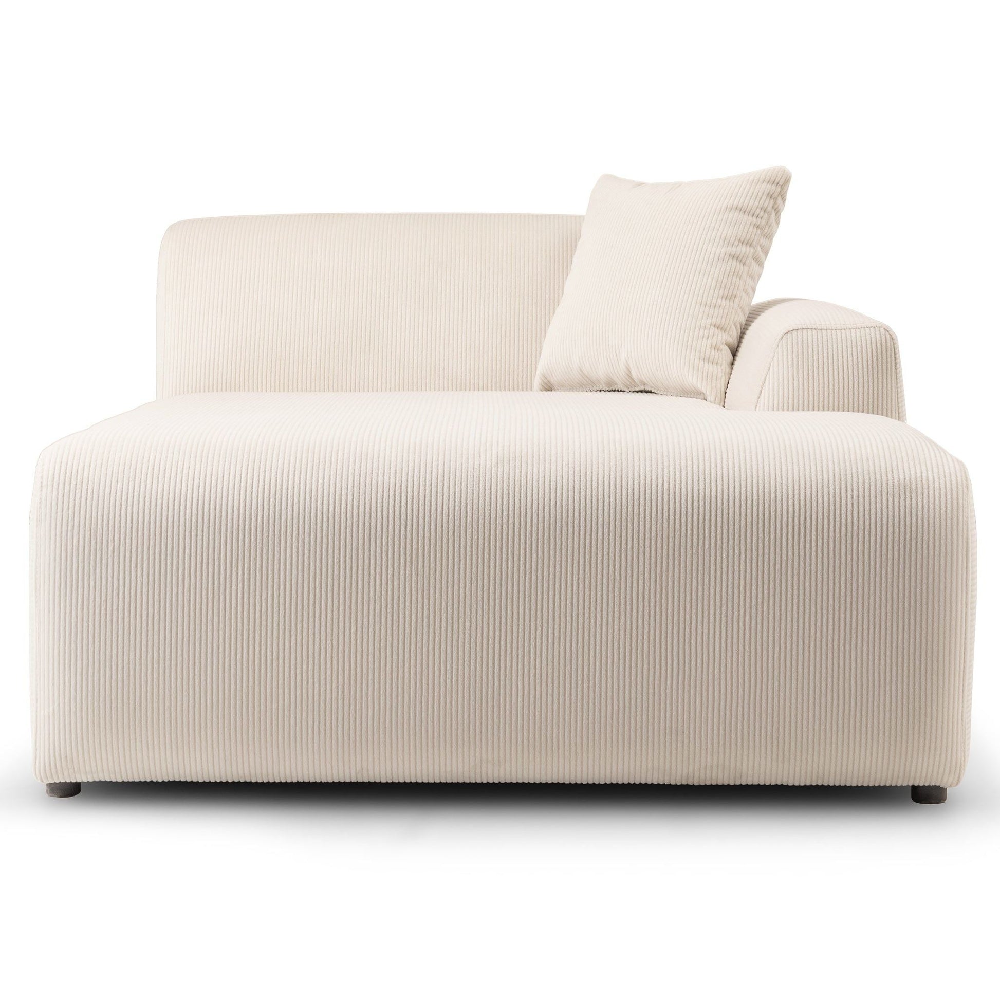 Mar High-Quality Stationary Sectional Sofa beige corduroy upholstery with matching cushion on Tampa Home & Garden Store