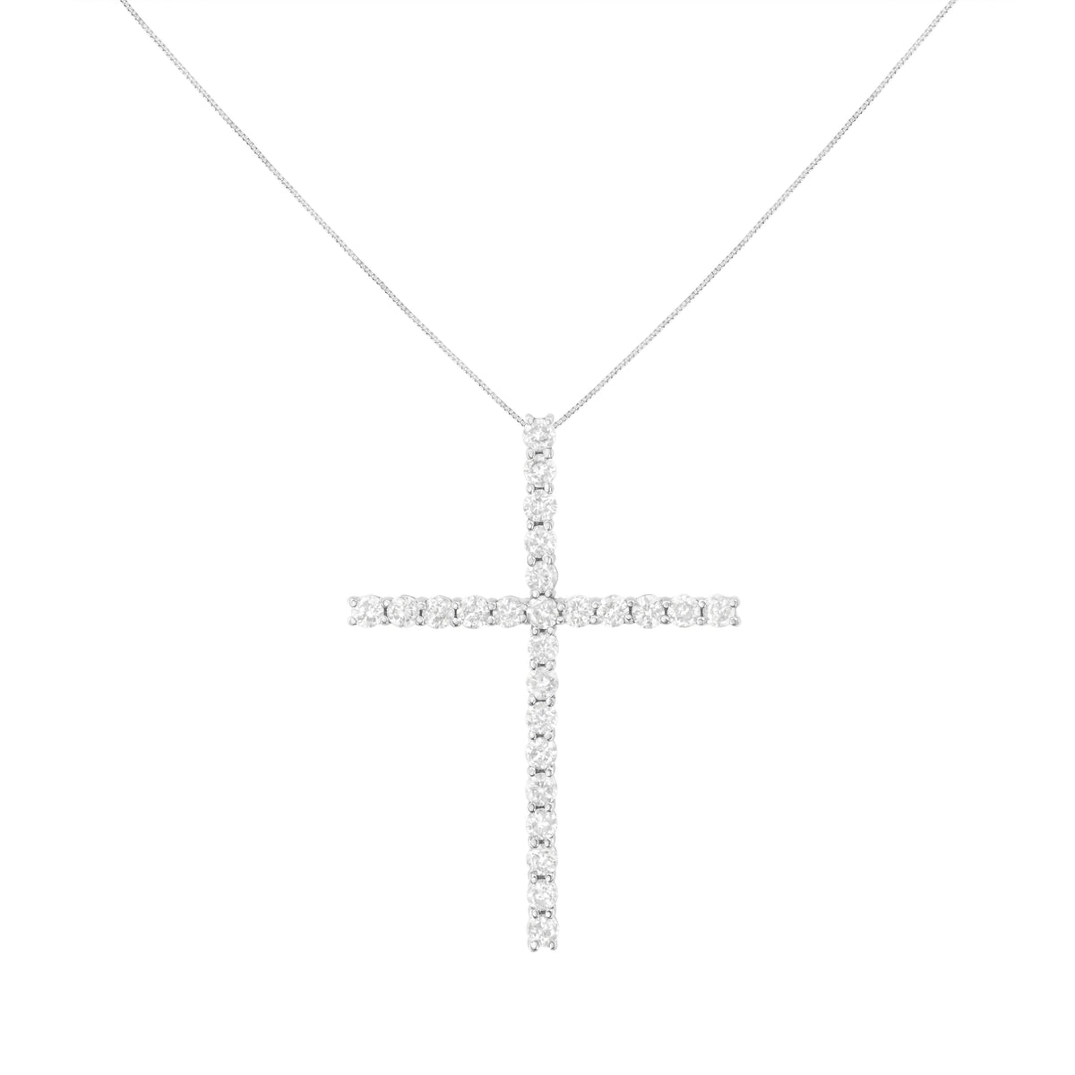 Sterling silver cross pendant necklace with 3.0cttw diamonds on a box chain, 18-inch length on Tampa Home & Garden Store