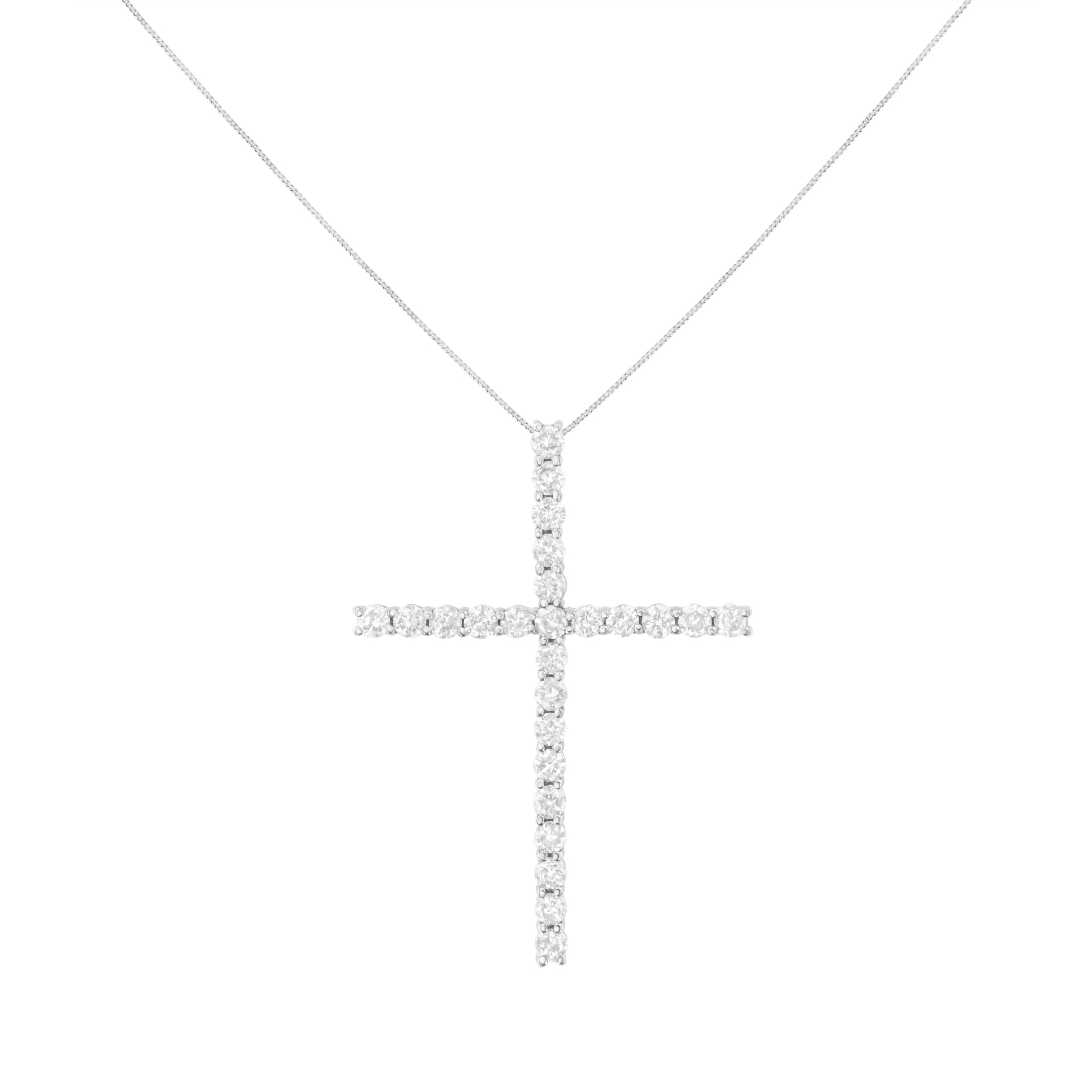 Sterling silver cross pendant necklace with 3.0cttw diamonds on a box chain, 18-inch length on Tampa Home & Garden Store