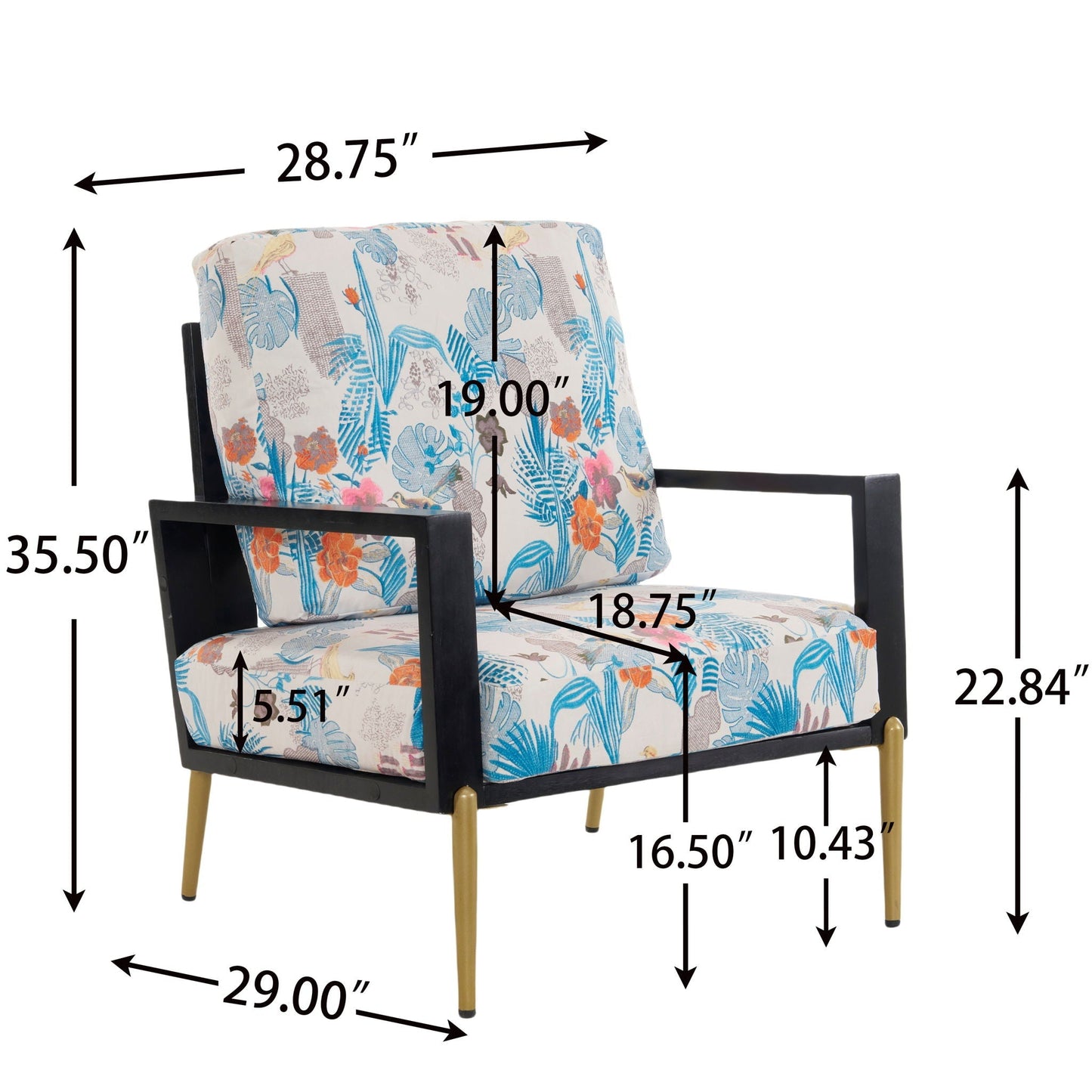 Modern armchair with solid wood frame in colorful floral upholstery by HouseOfZazla on Tampa Home & Garden Store