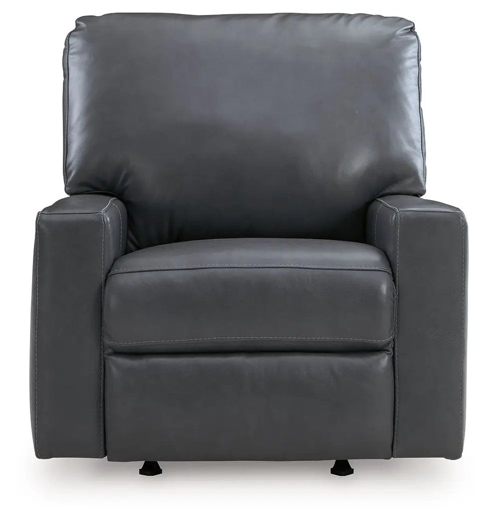 Bolsena rocker recliner in dark gray leather with padded arms by Unique Piece Furniture on Tampa Home & Garden Store