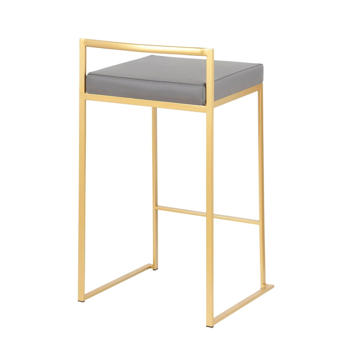 Fuji contemporary glam counter stool set of 2 with gold metal frame and gray upholstered seat on Tampa Home & Garden Store