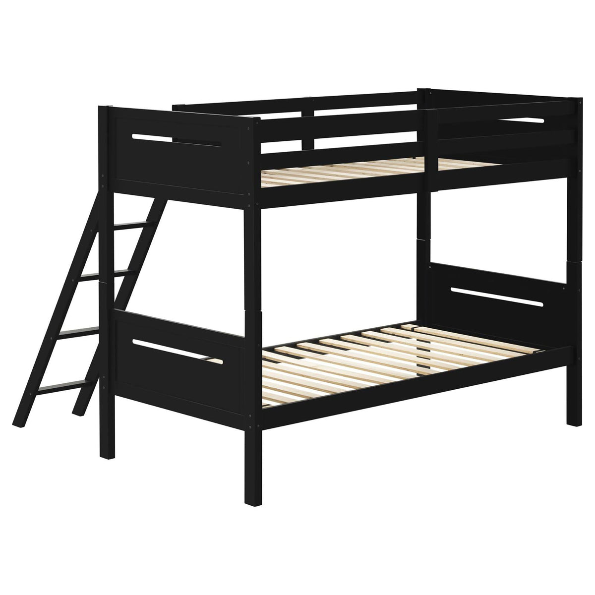 Bunk Bed with Built-In Ladder and Safety Guardrails in Black by HouseOfZazla on Tampa Home & Garden Store