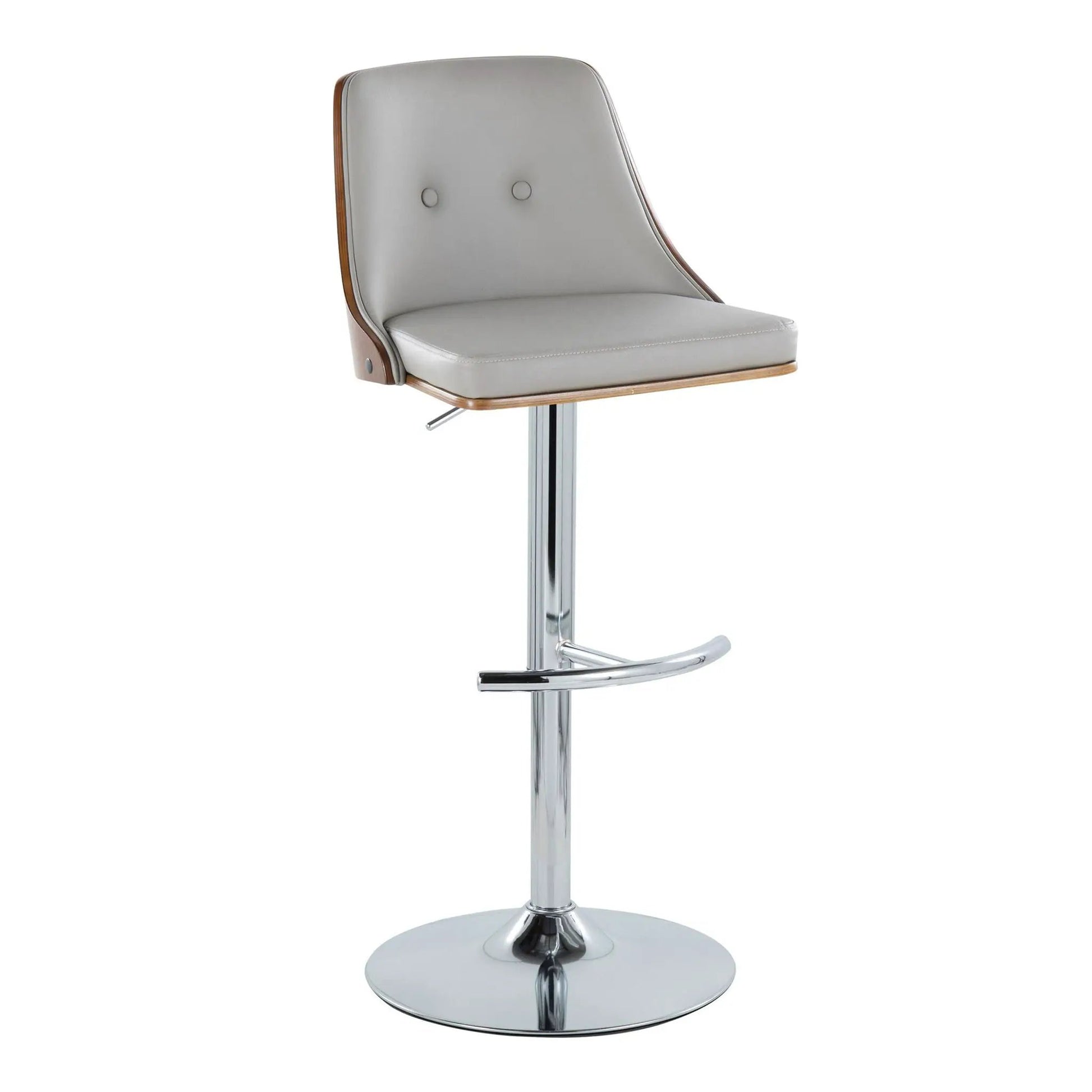 Gianna mid-century adjustable barstool set of 2 with swivel, gray upholstery and chrome pedestal on Tampa Home & Garden Store