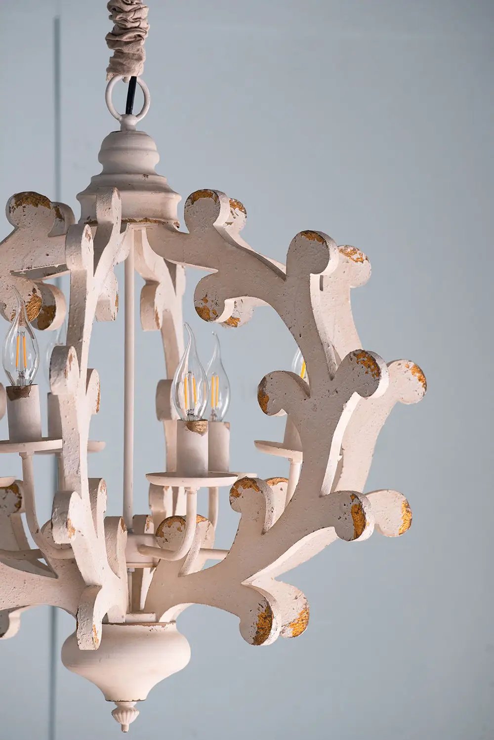 6 Light Chandelier for Kitchen White Finish
