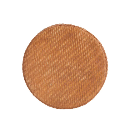 Evie Outdoor Patio Round MGO Side Table Brown with woven rattan texture on Tampa Home & Garden Store