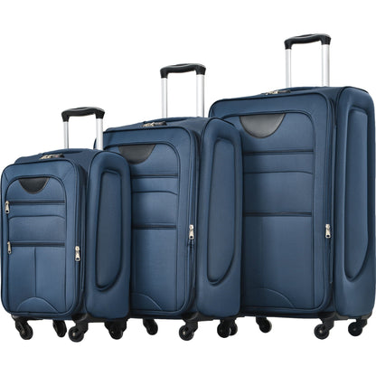 HouseOfZazla luggage set navy blue softside 3-piece expandable spinner on Tampa Home & Garden Store