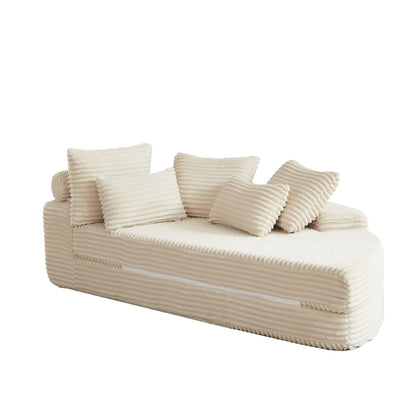 Semi Circular Corduroy Sofa Bed With Pillow