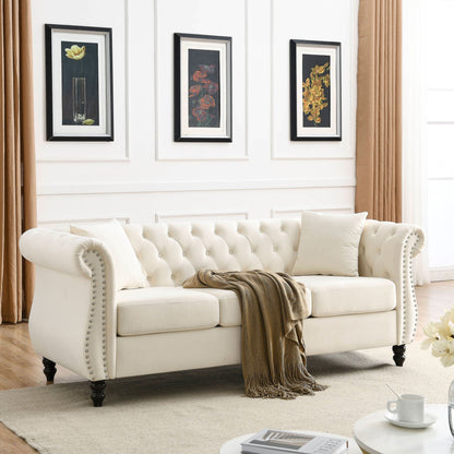 Chesterfield Sofa With Nailhead Trim and Cushions