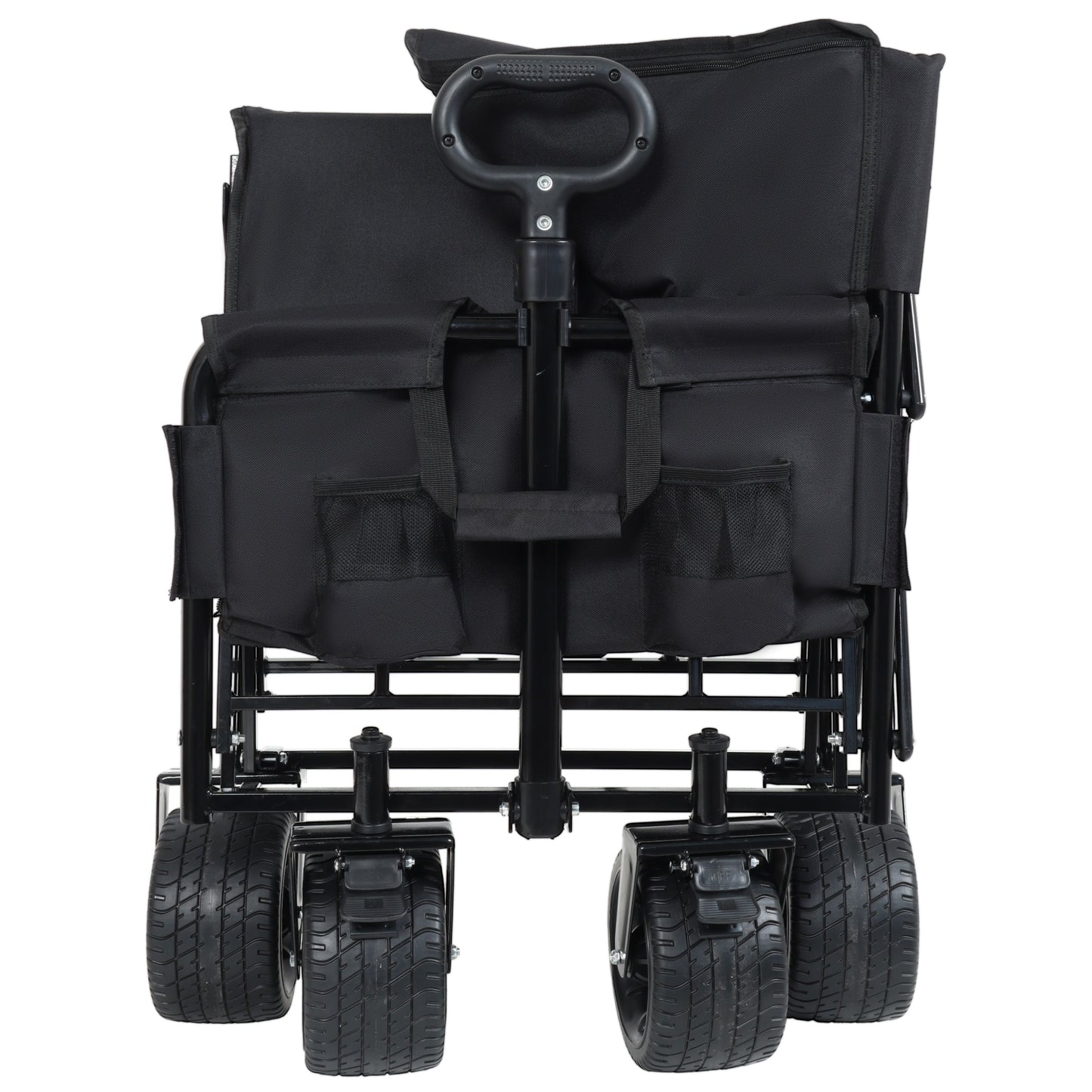 3-in-1 Convertible Folding Wagon Cart outdoor wagon with storage, black fabric, HouseOfZazla on Tampa Home & Garden Store