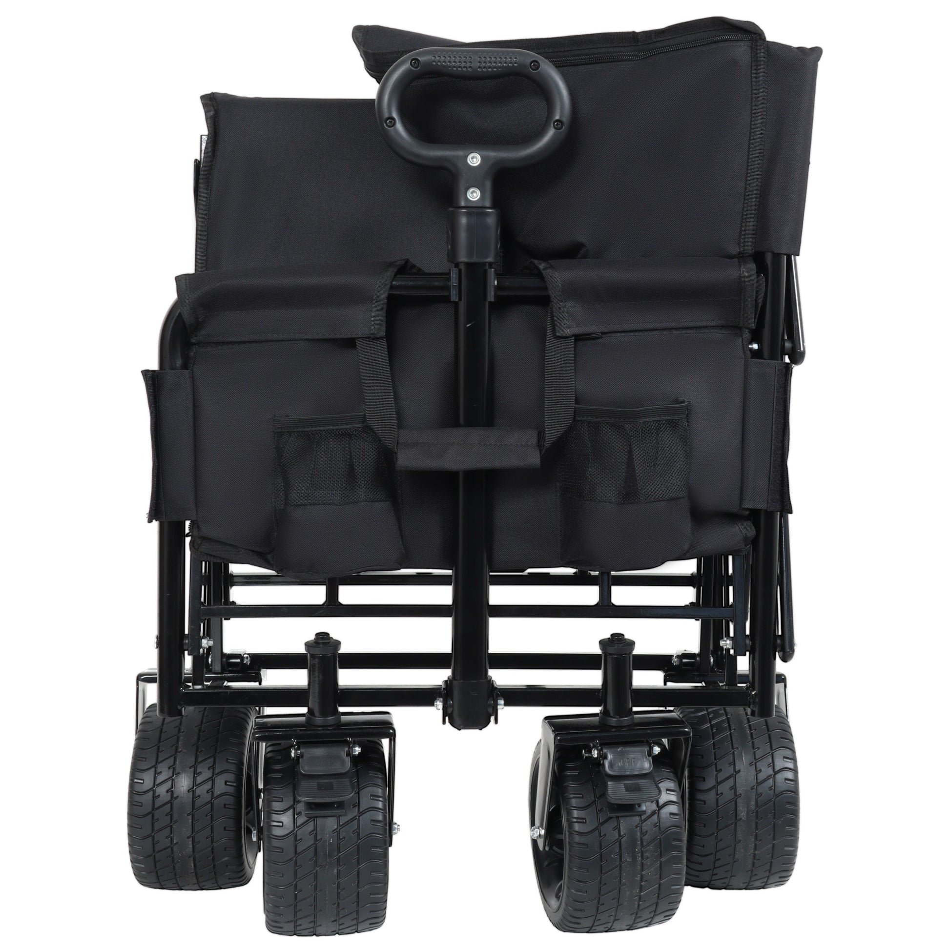 3-in-1 Convertible Folding Wagon Cart outdoor wagon with storage, black fabric, HouseOfZazla on Tampa Home & Garden Store