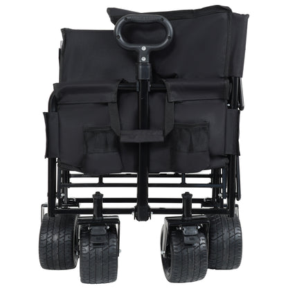 3-in-1 Convertible Folding Wagon Cart outdoor wagon with storage, black fabric, HouseOfZazla on Tampa Home & Garden Store