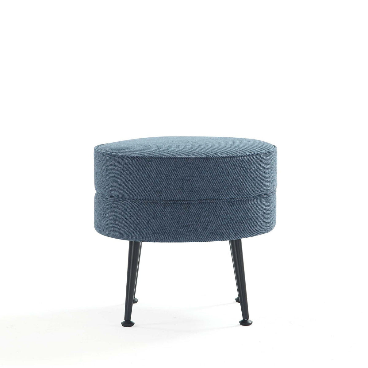 Bailey Accent Ottoman in blue denim upholstery with black metal legs on Tampa Home & Garden Store