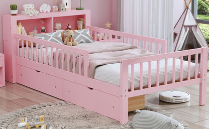Pink storage bed with headboard rack 2 underbed drawers 3 side guardrails by HouseOfZazla on Tampa Home & Garden Store