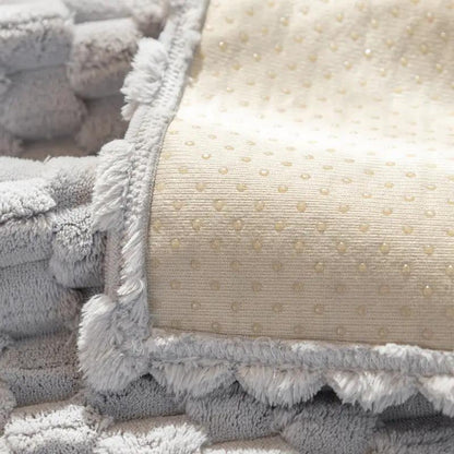 Plush Non-slip Dustproof Sofa Cushion with beige dotted fabric and fringe edge FLIPSTYLEZLLC on Tampa Home & Garden Store