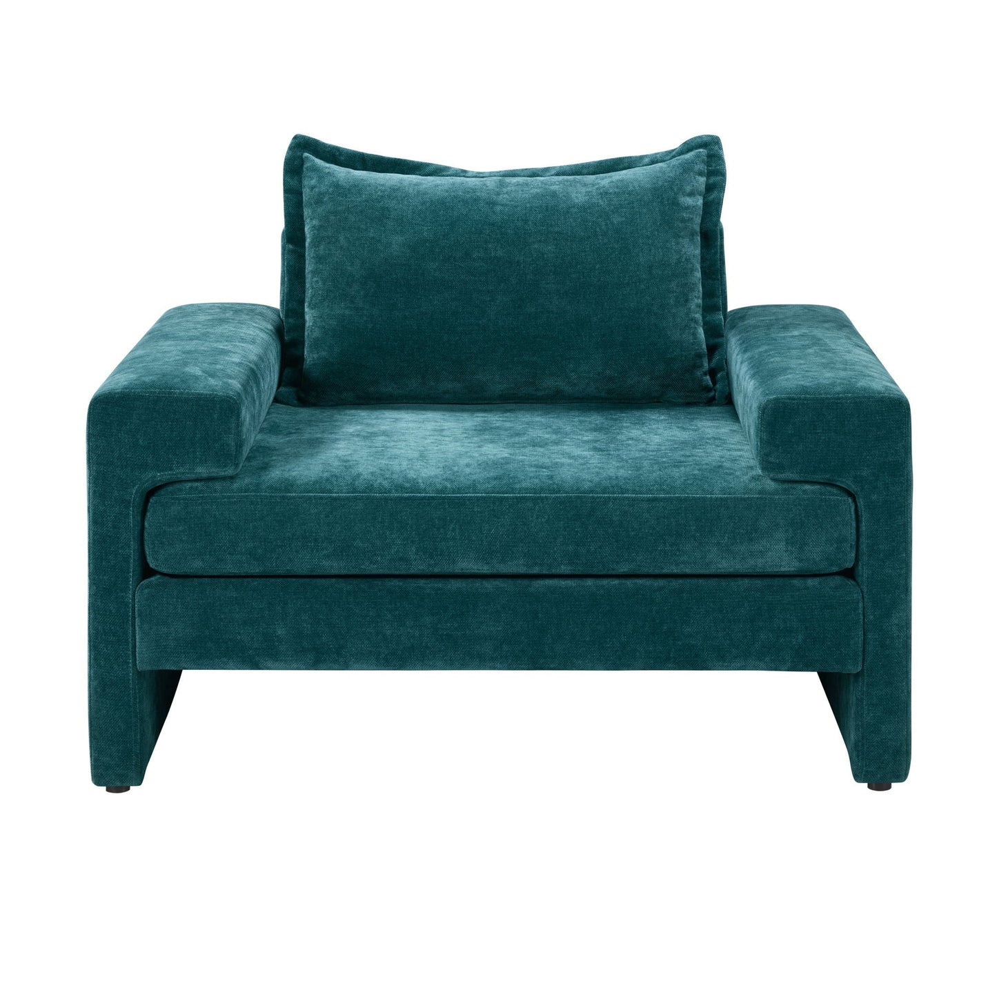 Upholstered accent chair by HouseOfZazla in teal velvet with wide arms and ergonomic back on Tampa Home & Garden Store