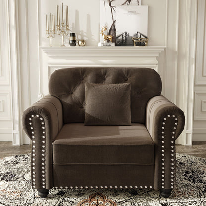 Upholstered Sofa with Nailhead and Rolled Arms