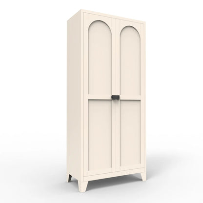 Shapely Doors Cabinet metal wardrobe with beige arched door panels and adjustable shelves on Tampa Home & Garden Store