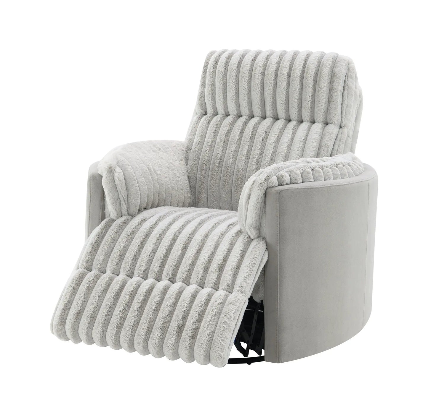 Corduroy Glider Recliner With Swivel in Gray Fabric on Tampa Home & Garden Store