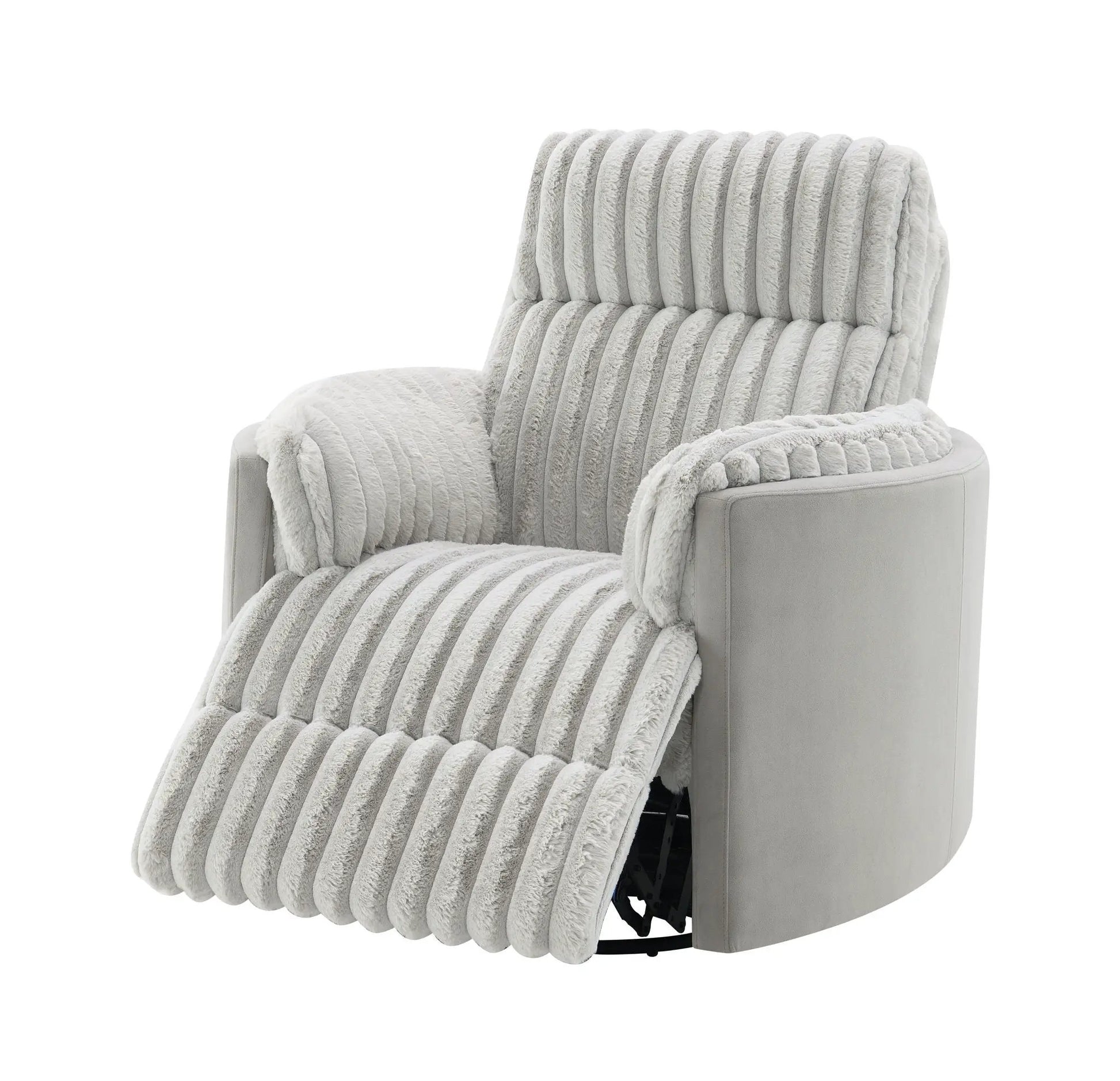 Corduroy Glider Recliner With Swivel in Gray Fabric on Tampa Home & Garden Store