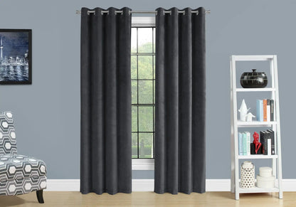 2-piece curtain set with room-darkening grommet panels in dark gray, contemporary style on Tampa Home & Garden Store