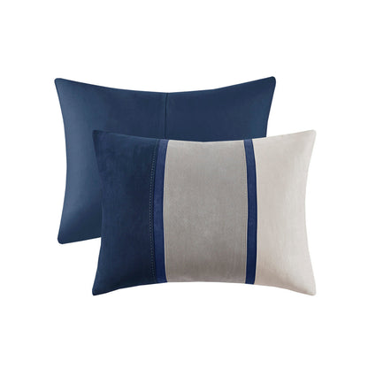 Blue Faux Suede Comforter Set and Shams King