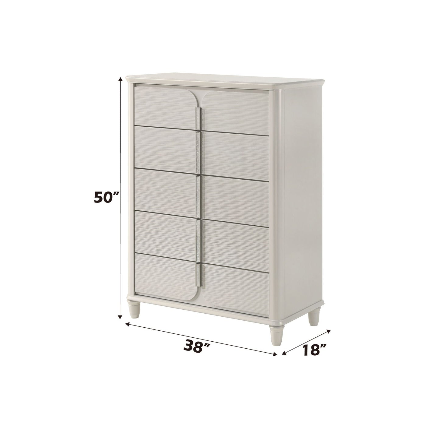 Laveda Chest in White, HouseOfZazla accent chest with wood-grain drawer fronts, 50H x 38W x 18D on Tampa Home & Garden Store