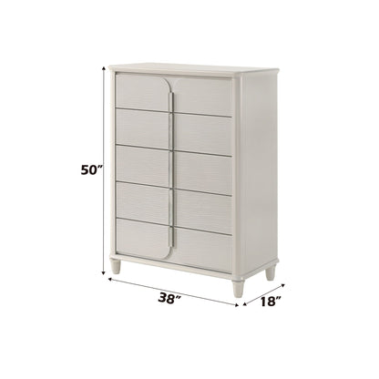 Laveda Chest in White, HouseOfZazla accent chest with wood-grain drawer fronts, 50H x 38W x 18D on Tampa Home & Garden Store