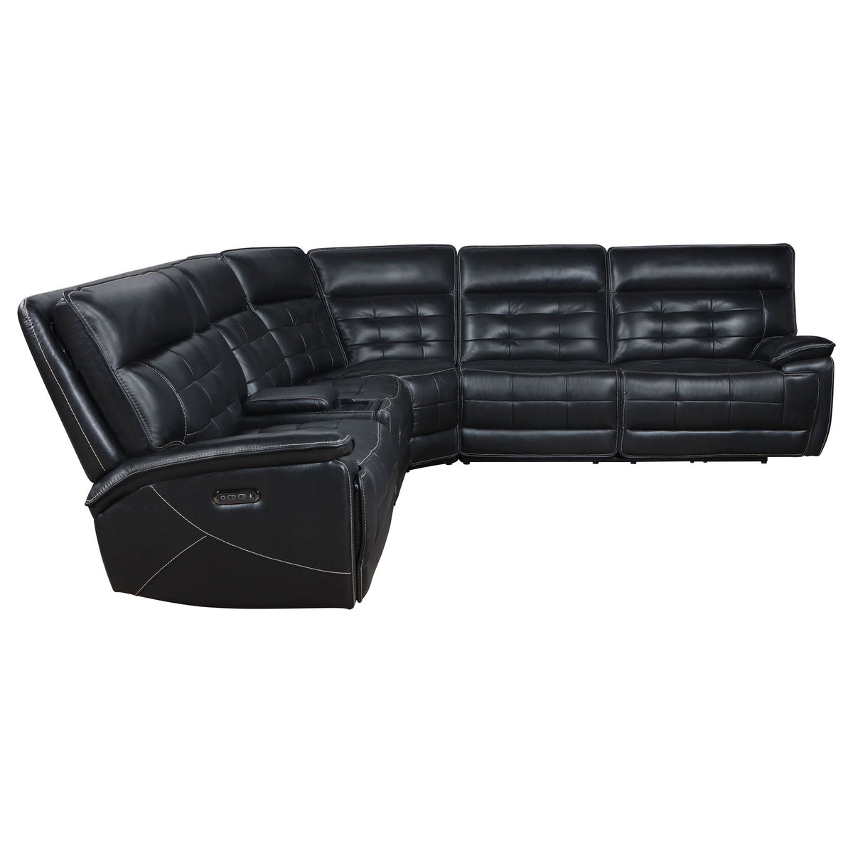Hayden dual power reclining sectional sofa black leather HouseOfZazla reclining chaise on Tampa Home & Garden Store