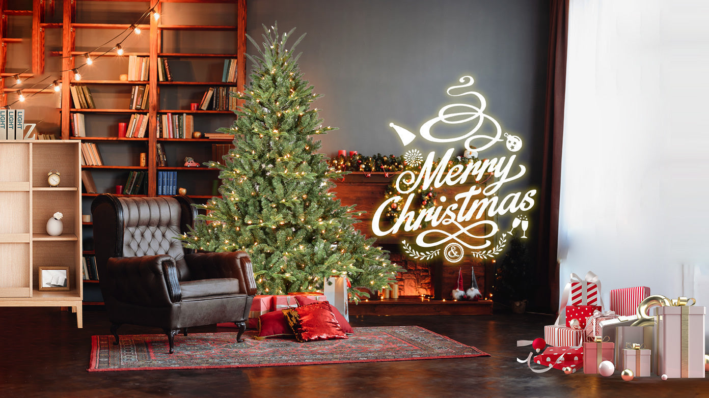 5FT The Full-Bodied Pre-Lit Evergreen Christmas Tree lush green needles HouseOfZazla on Tampa Home & Garden Store