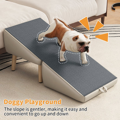 UPGRADED dog stairs for small dogs and cats, foldable 2-in-1 wooden pet steps with fabric on Tampa Home & Garden Store
