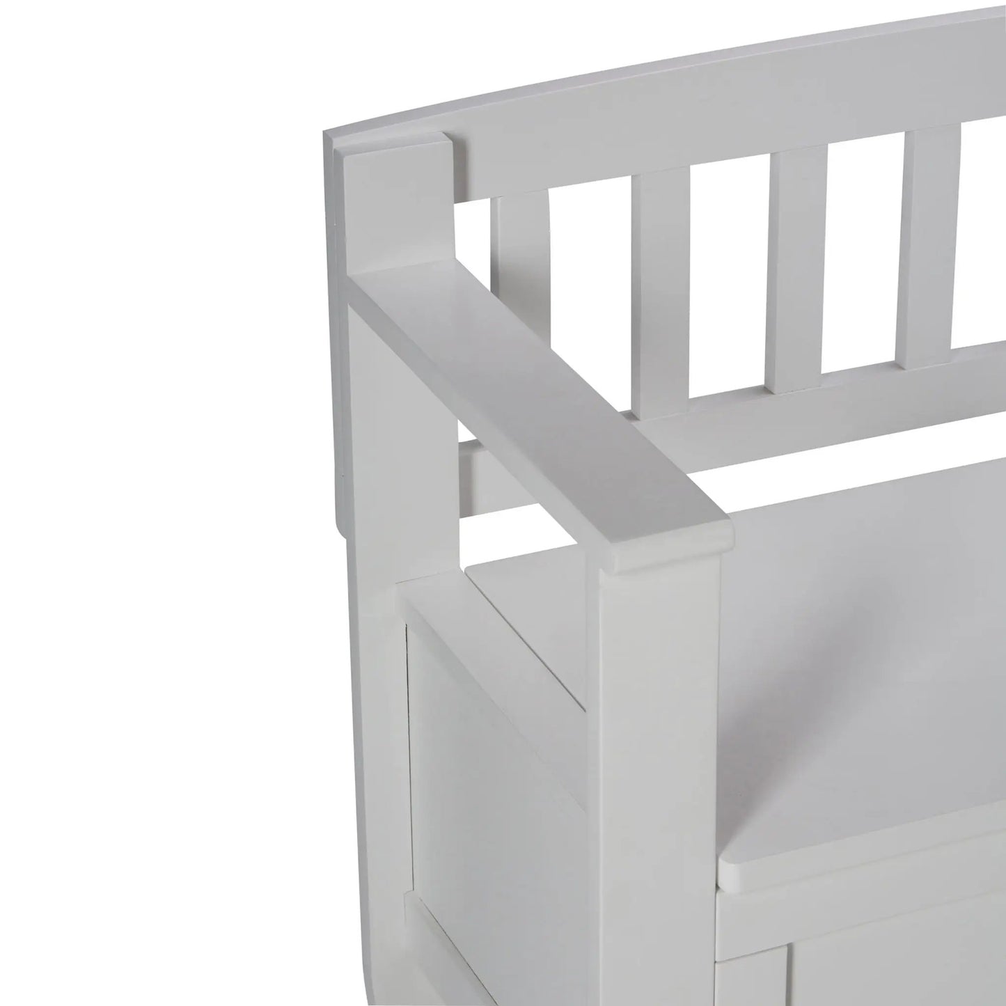 Brooklyn Handcrafted Entryway Storage Bench in white with slatted back and open shelf on Tampa Home & Garden Store