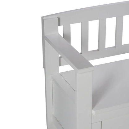 Brooklyn Handcrafted Entryway Storage Bench in white with slatted back and open shelf on Tampa Home & Garden Store