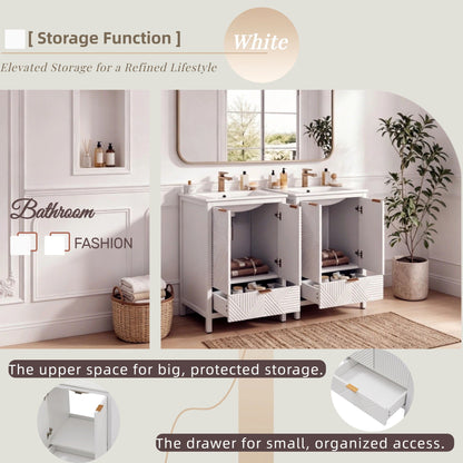 Modern bathroom vanity with sink combo white finish double sinks compact storage HouseOfZazla on Tampa Home & Garden Store