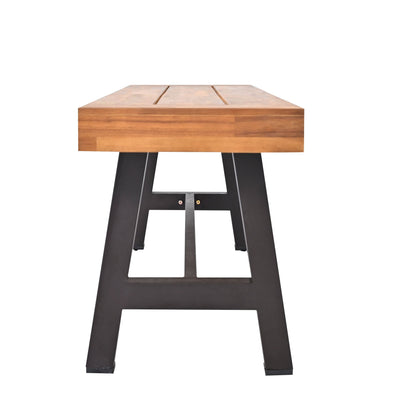 GO Outdoor Wood Dining Set table with slatted wood top and black metal legs for 7–8 guests on Tampa Home & Garden Store