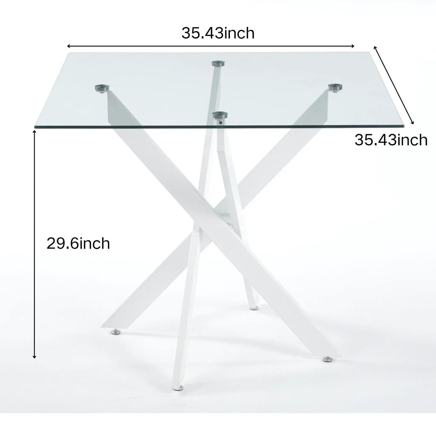 Square dining table with tempered glass top and crisscross metal legs by Unique Piece Furniture on Tampa Home & Garden Store