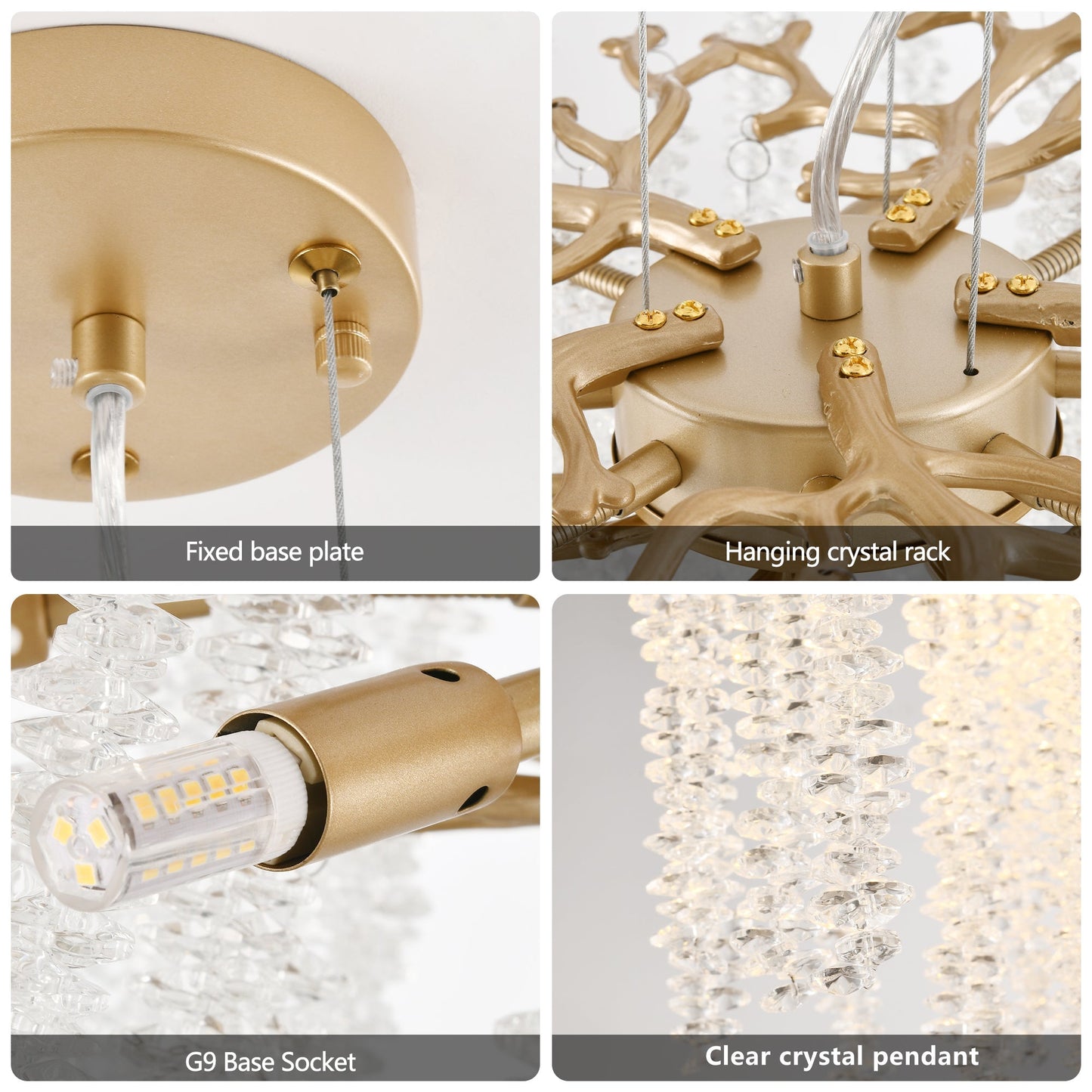 Chandelier 24-inch golden pendant light with cascading crystal strands by HouseOfZazla on Tampa Home & Garden Store