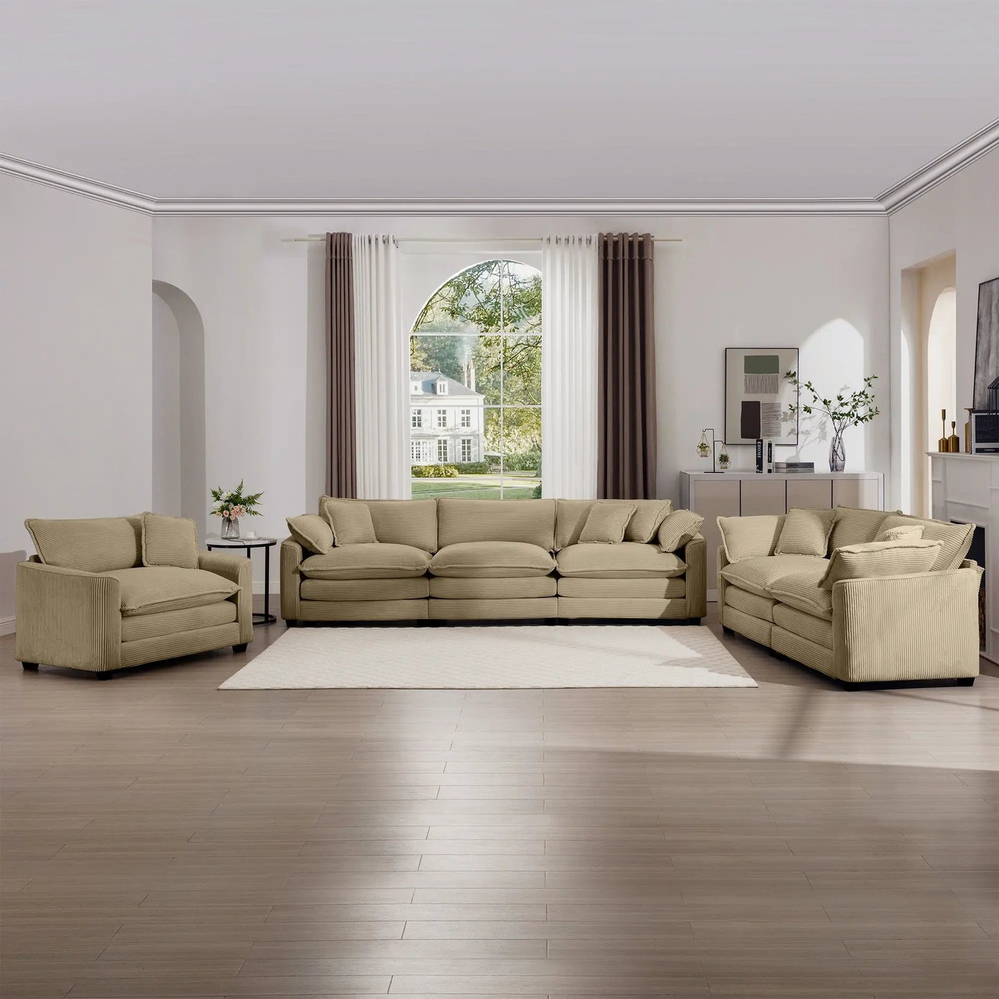 Elegant Sectional Sofa Set with Deep Seats