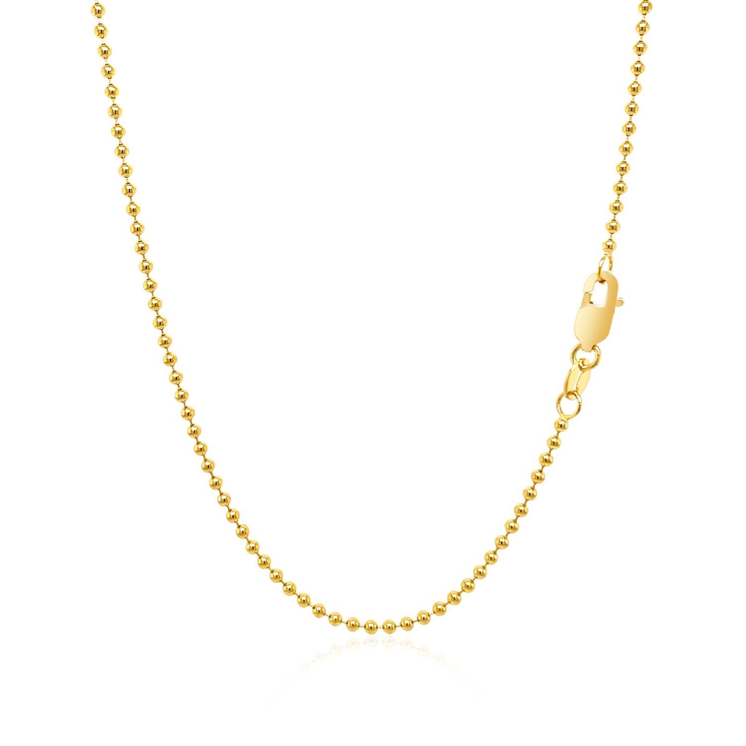 14k yellow gold bead chain necklace 1.5mm with lobster clasp on Tampa Home & Garden Store