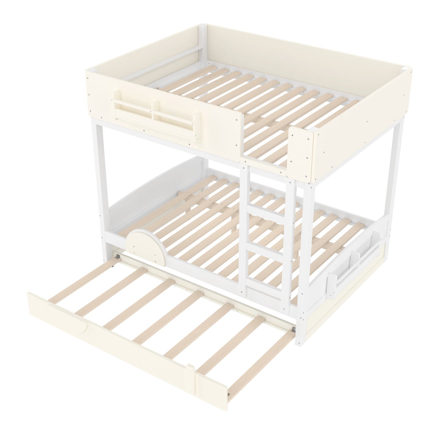 Full Bunk Bed with Trundle and Pine Bookshelf