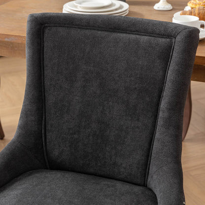 Ultra Side Dining Chair Set with Solid Wood Legs charcoal upholstery back view on Tampa Home & Garden Store