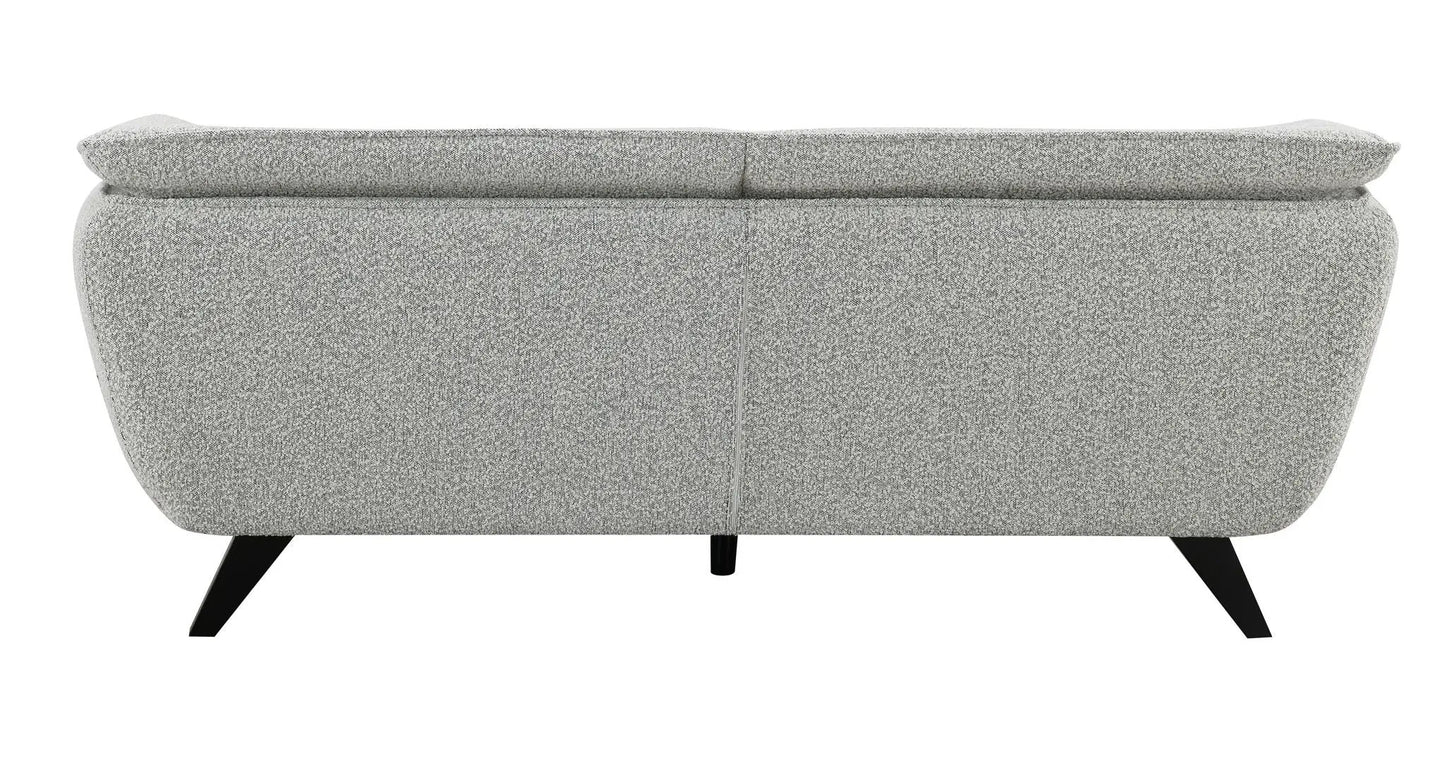 Nayeli Boucle Sofa stationary gray boucle with two back cushions and black angled legs on Tampa Home & Garden Store