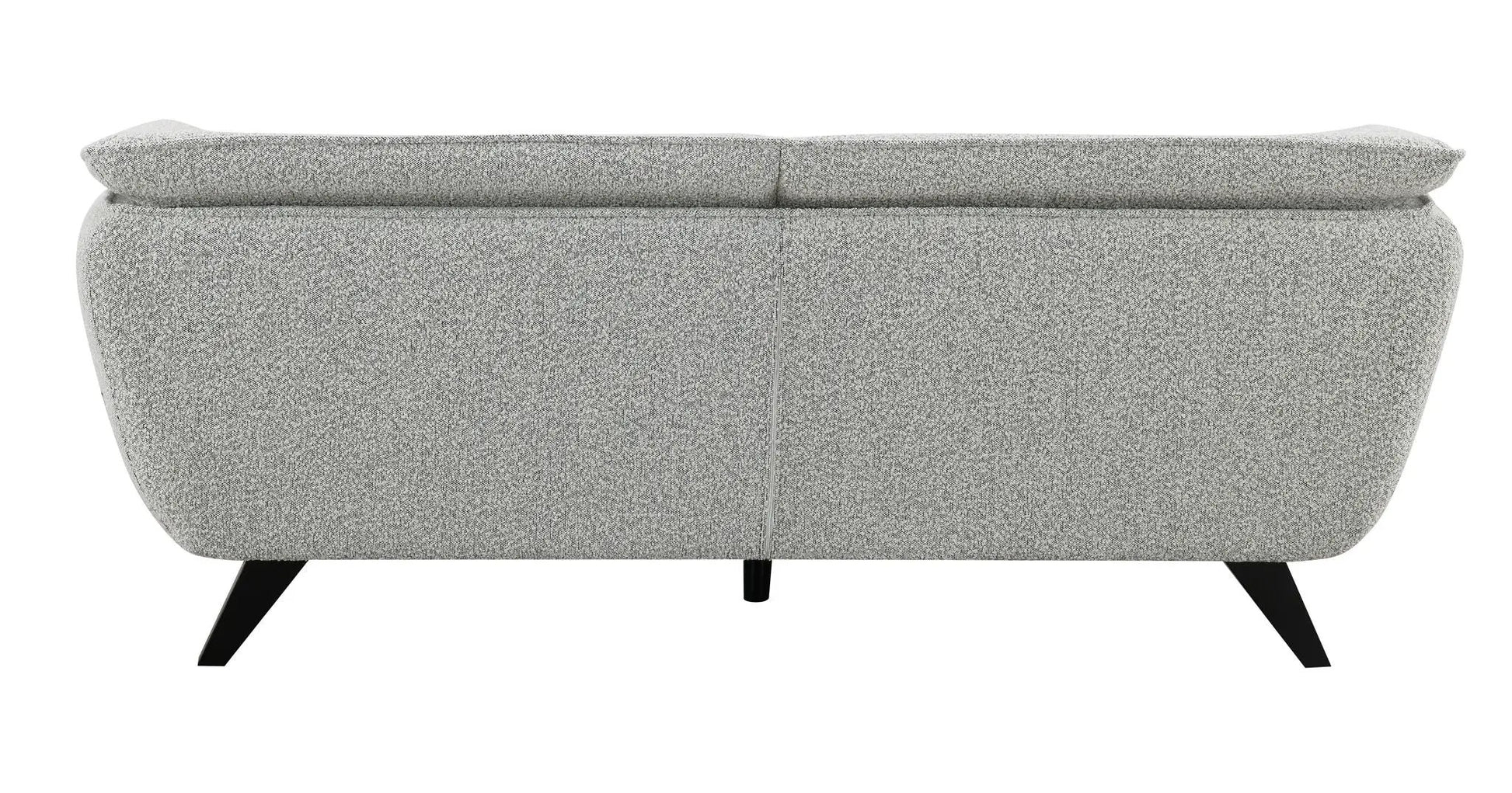 Nayeli Boucle Sofa stationary gray boucle with two back cushions and black angled legs on Tampa Home & Garden Store
