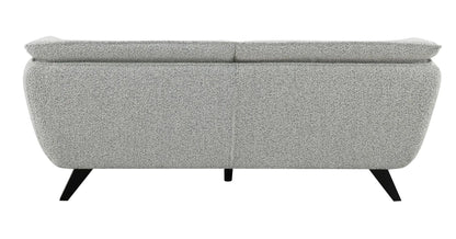 Nayeli Boucle Sofa stationary gray boucle with two back cushions and black angled legs on Tampa Home & Garden Store