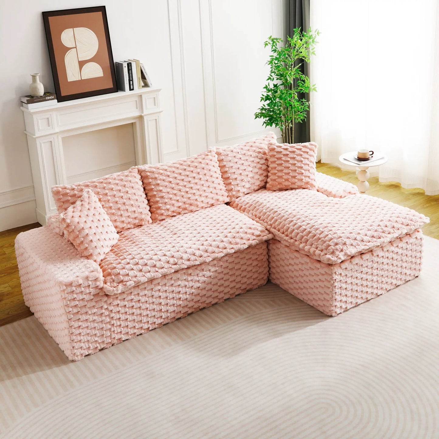 Modular Sofa, Convertible Twin Seat with Chaise