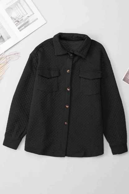 Jacket black quilted button-down with collar and two chest pockets Stevvex ST13BD187XLP on Tampa Home & Garden Store