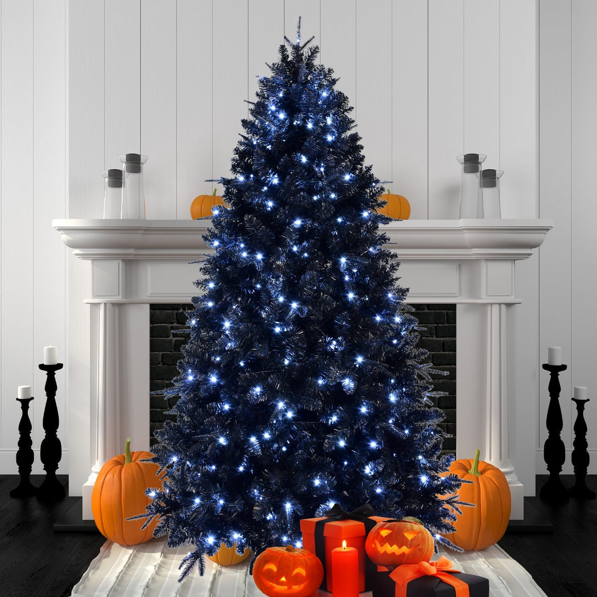 6-Foot Black Pre-Lit Christmas Tree with 350 LED Lights from HouseOfZazla on Tampa Home & Garden Store