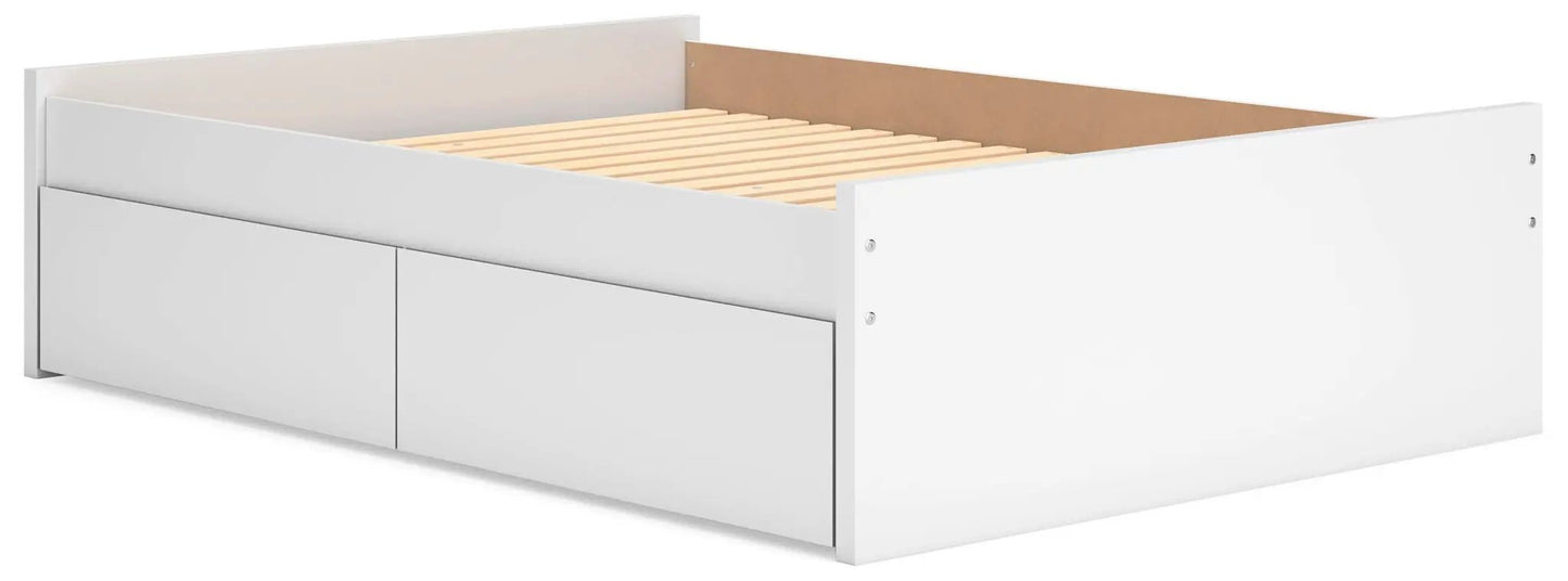 Onita platform bed with white finish, under-bed drawers, slatted base on Tampa Home & Garden Store