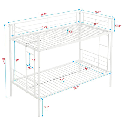 Bunk Bed With Trundle white metal frame with guard rails and ladder Unique Piece Furniture on Tampa Home & Garden Store